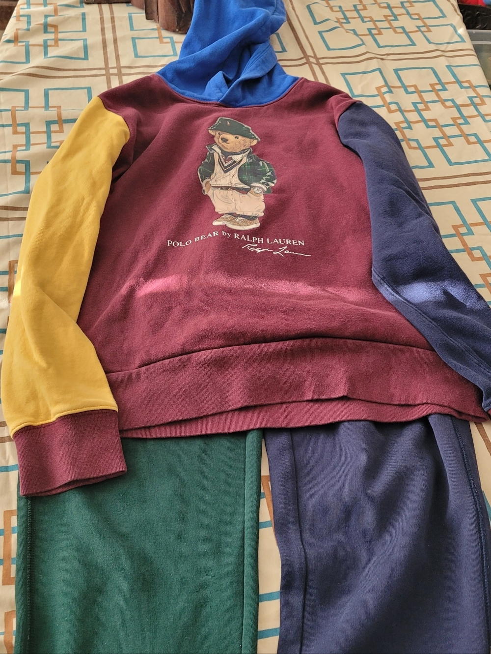 Polo Ralph Lauren Polo Bear ColorBlock Kids Hoodie And Sweatpants Size 14-16